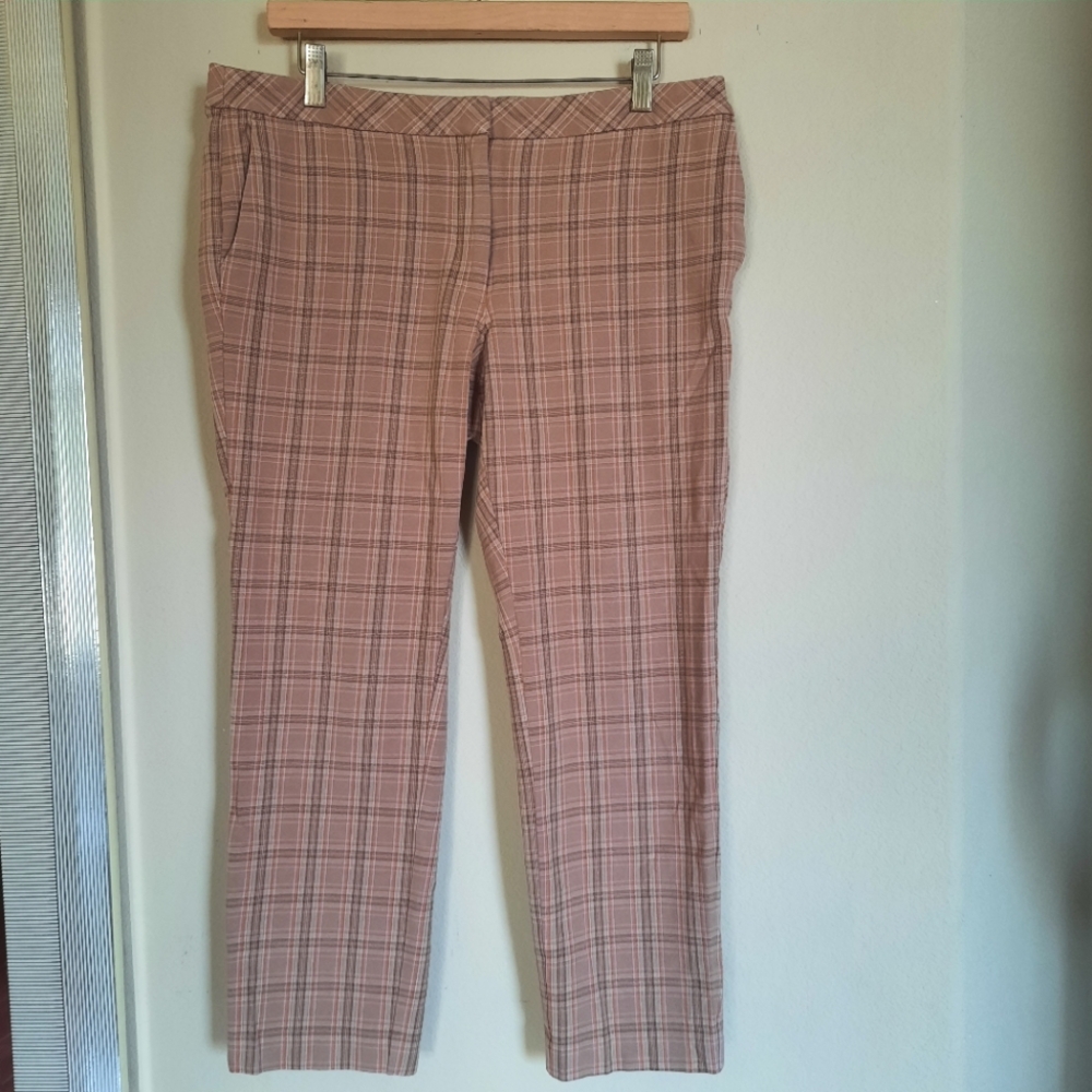 J. Jill Premium Bi-Stretch Plaid Straight Leg Pants Classic Retro